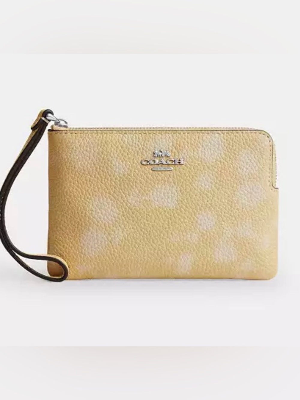COACH Corner Zip Wristlet Washed Yellow